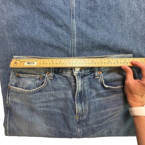 NWT AGOLDE Leif Low Slung Denim Maxi Skirt in Swing Blue Front Slit Size 26 - Picture 9 of 13